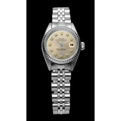 Orologio Rolex signora Datejust in argento con bracciale giubileo in acciaio inossidabile e lunetta scanalata