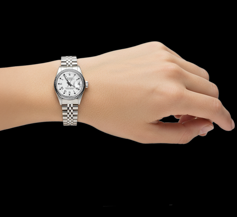 Orologio Rolex signora Datejust quadrante bianco romano 26 mm in acciaio inossidabile P5