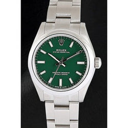 Orologio Rolex signora Ostrica perpetua da 31 mm in acciaio con quadrante verde luminoso