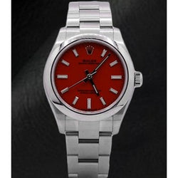 Orologio Rolex signora ostrica perpetua 31mm quadrante rosso luminoso in acciaio inossidabile