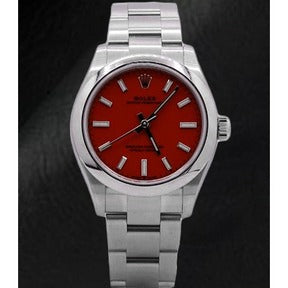 Orologio Rolex signora ostrica perpetua 31mm quadrante rosso luminoso 
