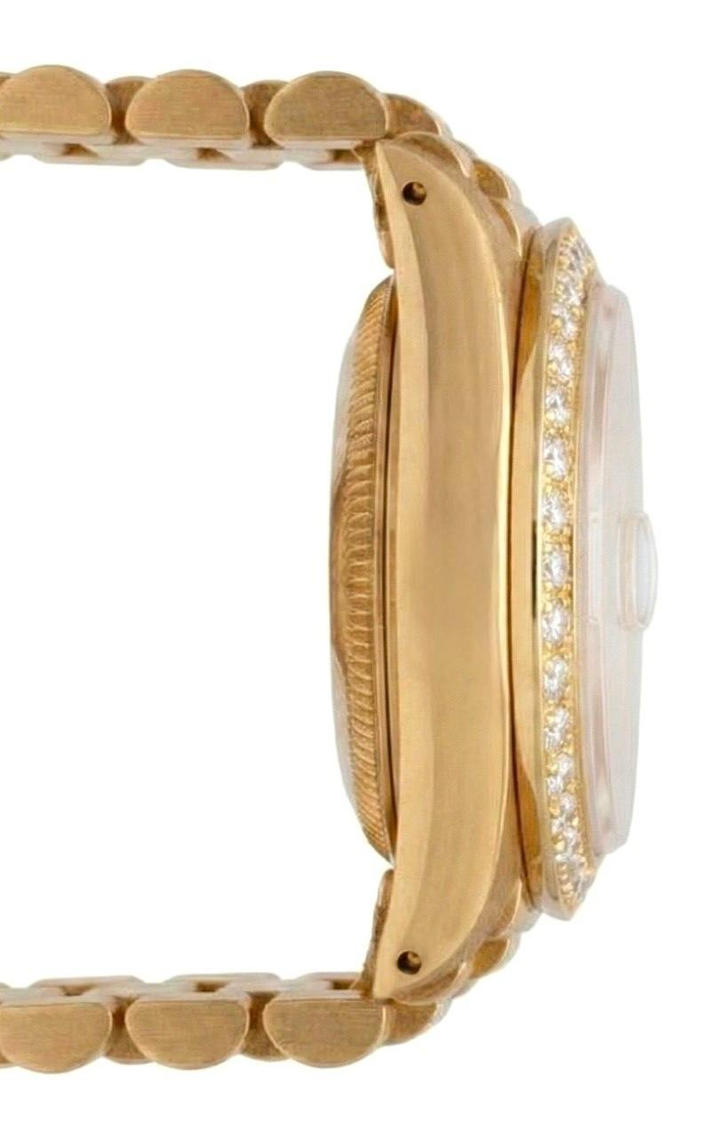 Orologio Rolex stile presidenziale quadrante nero con diamanti lunetta oro giallo Datejust