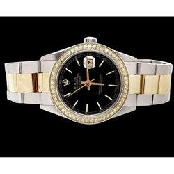 Orologio con data perpetua, orologio Rolex acciaio inossidabile e quadrante nero con bastone in oro IMPOSTAZIONE RAPIDA