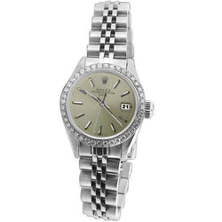 Orologio con datario e quadrante grigio con lunetta in diamanti, orologio Giubileo in acciaio inossidabile