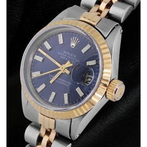 Orologio con quadrante blu e cinturino Rolex