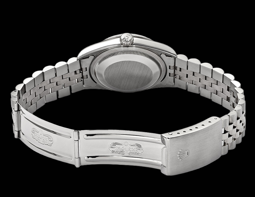 Orologio con quadrante blu e cinturino in acciaio inossidabile con diamanti perpetui Rolex da uomo
