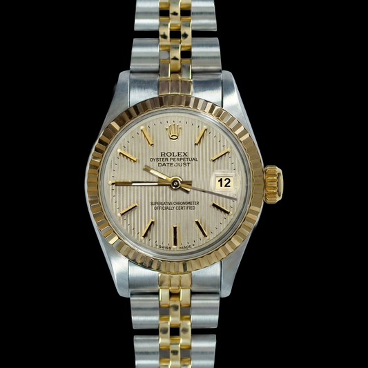 Orologio da donna Datejust Rolex con quadrante bianco e acciaio inossidabile e giubileo in oro