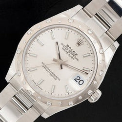 Orologio da donna Datejust Rolex in acciaio inossidabile con quadrante luminoso argento