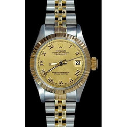 Orologio da donna Datejust Rolex in acciaio inossidabile e quadrante romano champagne giubileo in oro
