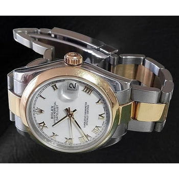 Orologio da donna Datejust Rolex quadrante bianco romano 31mm acciaio oro