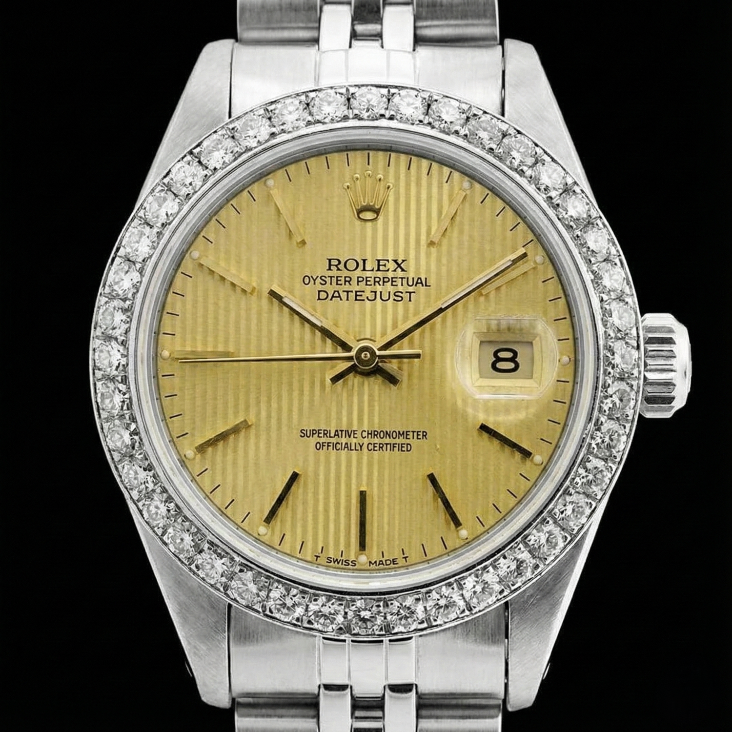 Orologio da donna Datejust con bracciale giubileo in acciaio inossidabile e quadrante a bastoncino Rolex