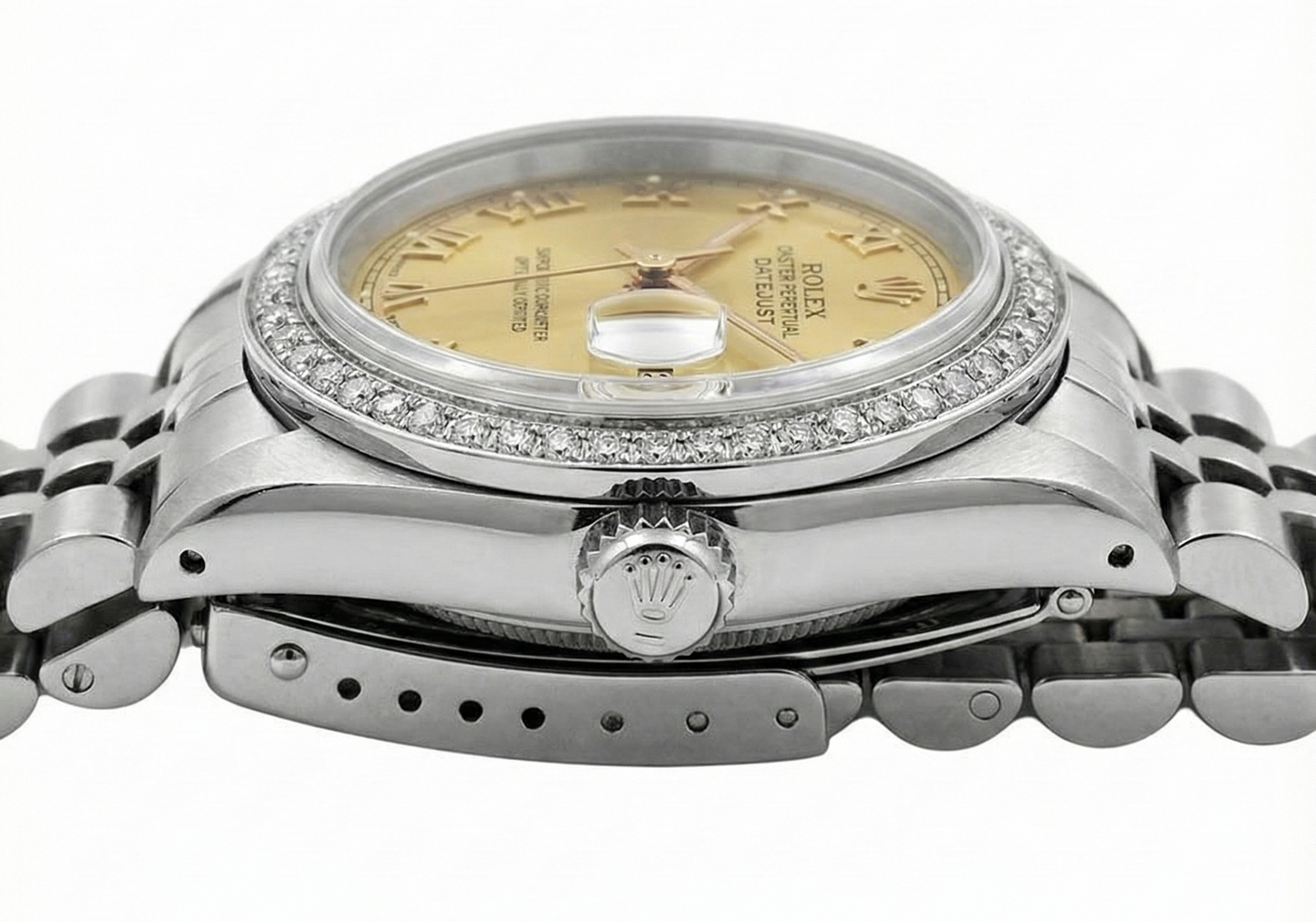 Orologio da donna Datejust in acciaio inossidabile giubileo Rolex con lunetta in diamanti