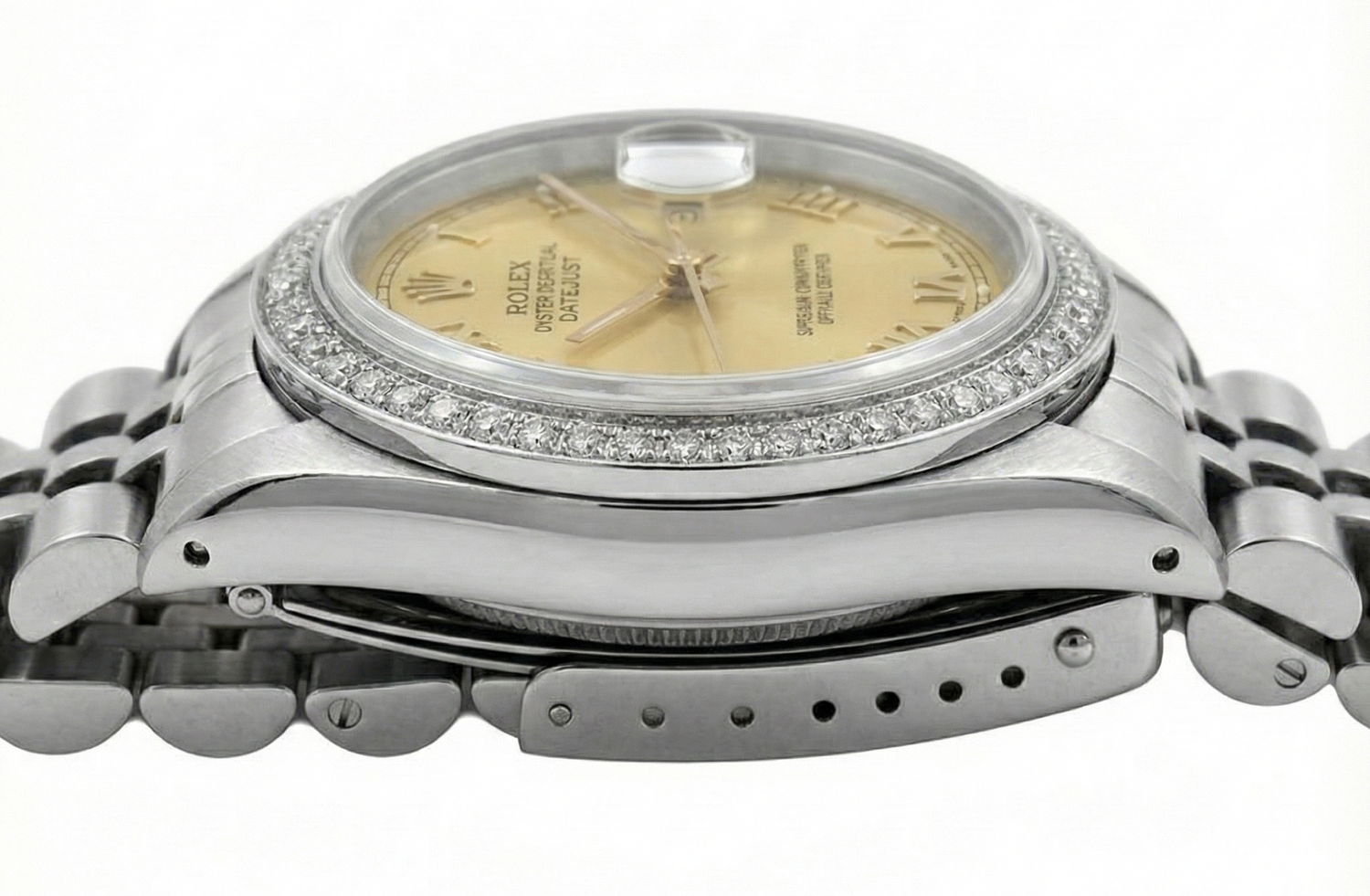 Orologio da donna Datejust in acciaio inossidabile giubileo Rolex con lunetta in diamanti