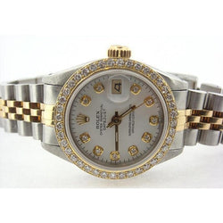 Orologio da donna Rolex Date-Just con quadrante bianco e diamanti, lunetta