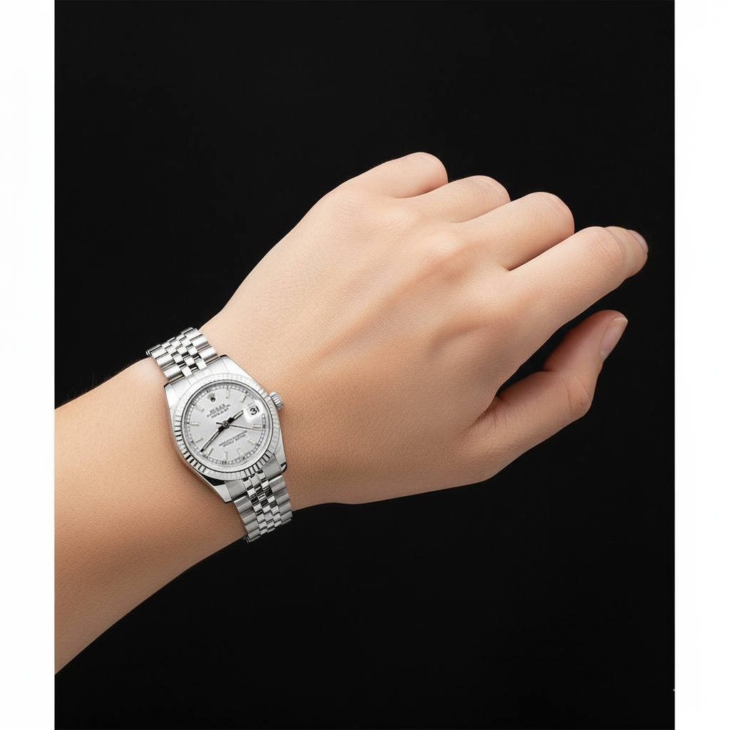 Orologio da donna Rolex DateJust argento con quadrante luminoso in acciaio inossidabile P5