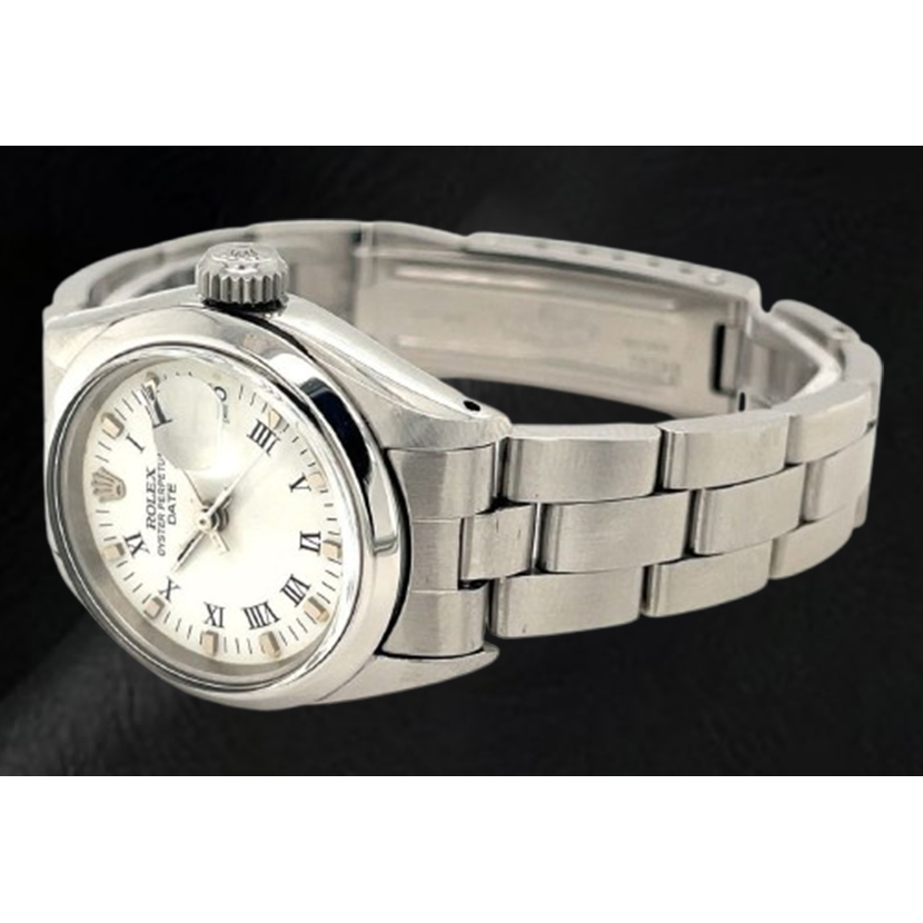 Orologio da donna Rolex Date 26 mm quadrante bianco romano Oyster in acciaio inossidabile