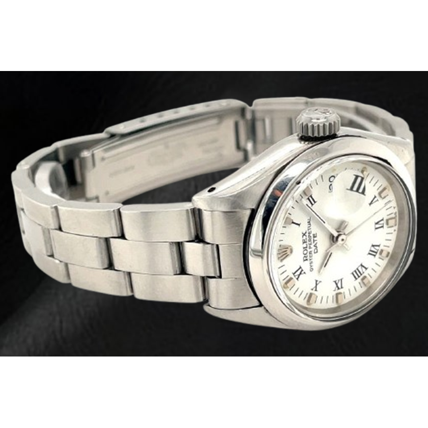 Orologio da donna Rolex Date 26 mm quadrante bianco romano Oyster in acciaio inossidabile