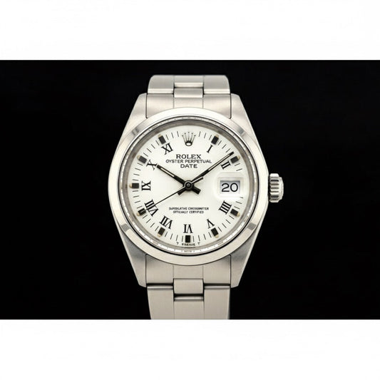 Orologio da donna Rolex Date 26 mm quadrante bianco romano Oyster in acciaio inossidabile P1