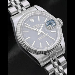 Orologio da donna Rolex Datejust 26 mm quadrante nero in acciaio inossidabile