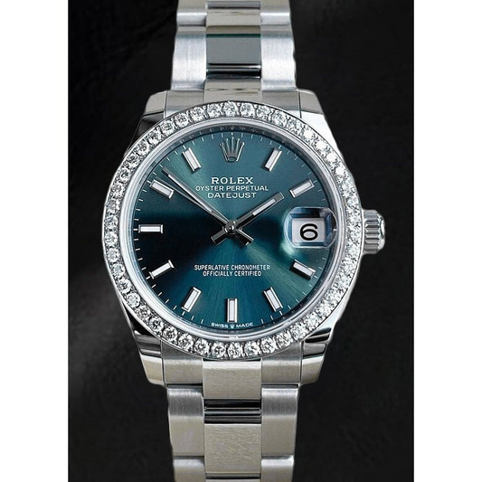 Orologio da donna Rolex Datejust 31 con diamanti in acciaio inossidabile verde menta