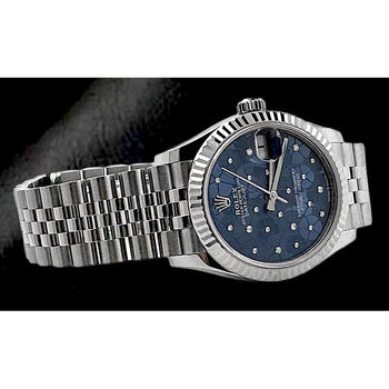 Orologio da donna Rolex Datejust 31 giubileo in acciaio inossidabile con diamanti blu