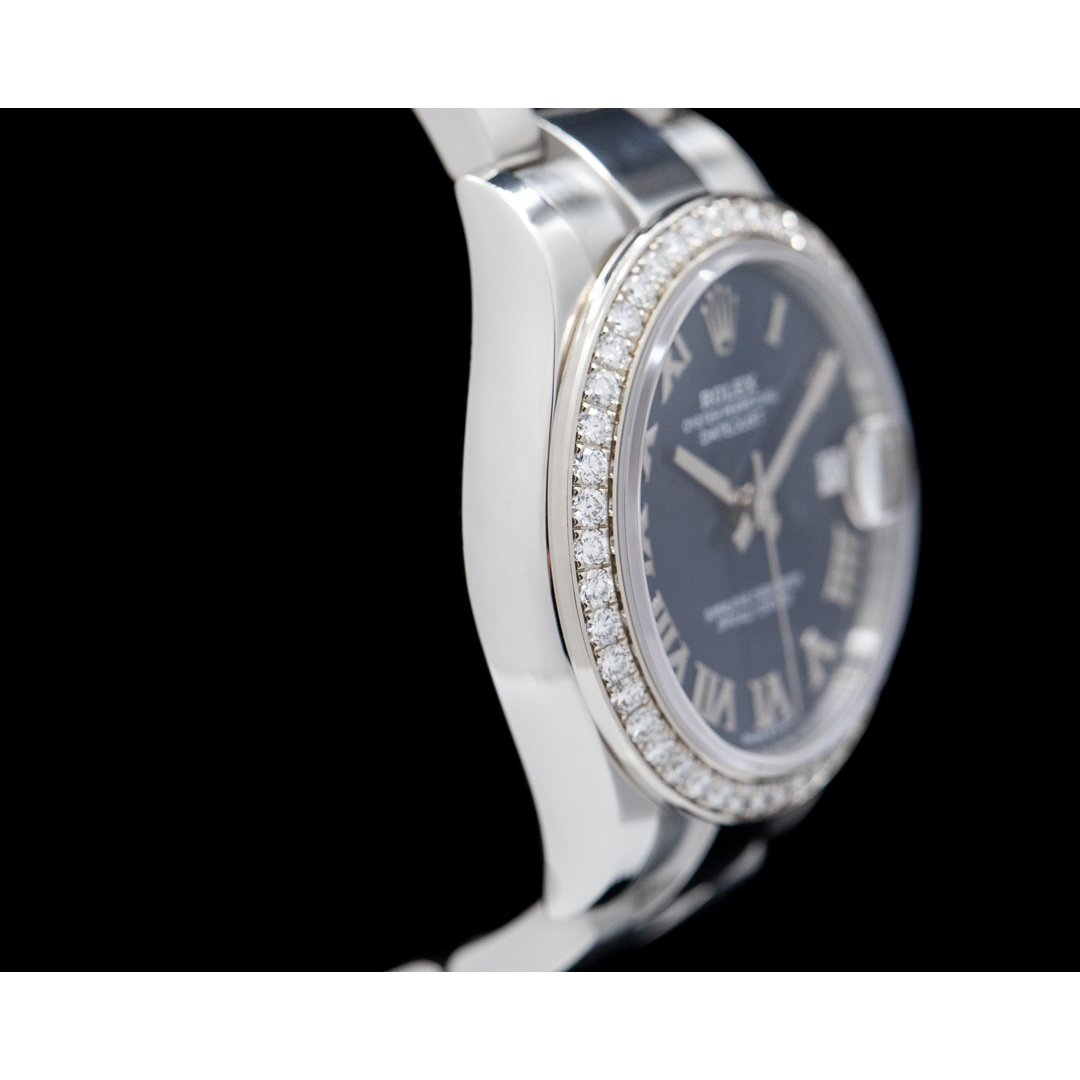 Orologio da donna Rolex Datejust 31 in acciaio inossidabile con quadrante blu romano ostrica