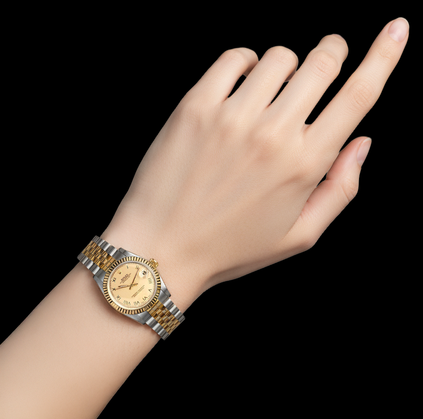 Orologio da donna Rolex Datejust 31mm bicolore champagne con numeri romani