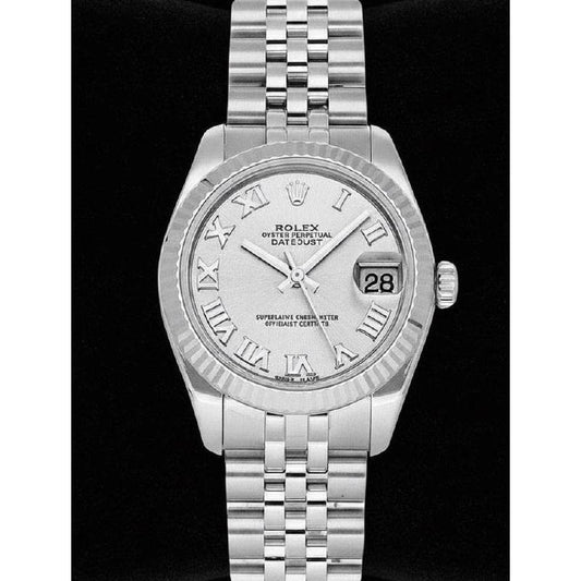Orologio da donna Rolex Datejust 31mm quadrante argento con numeri romani