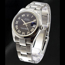 Orologio da donna Rolex Datejust 31mm quadrante nero con numeri romani in acciaio inossidabile