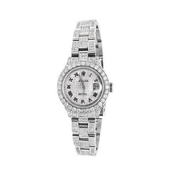 Orologio da donna Rolex Datejust Braccialetto pieno di diamanti 12 carati