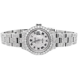 Bracciale giubileo in acciaio inossidabile con lunetta in diamanti Orologio Rolex Datejust bianco IMPOSTAZIONE RAPIDA