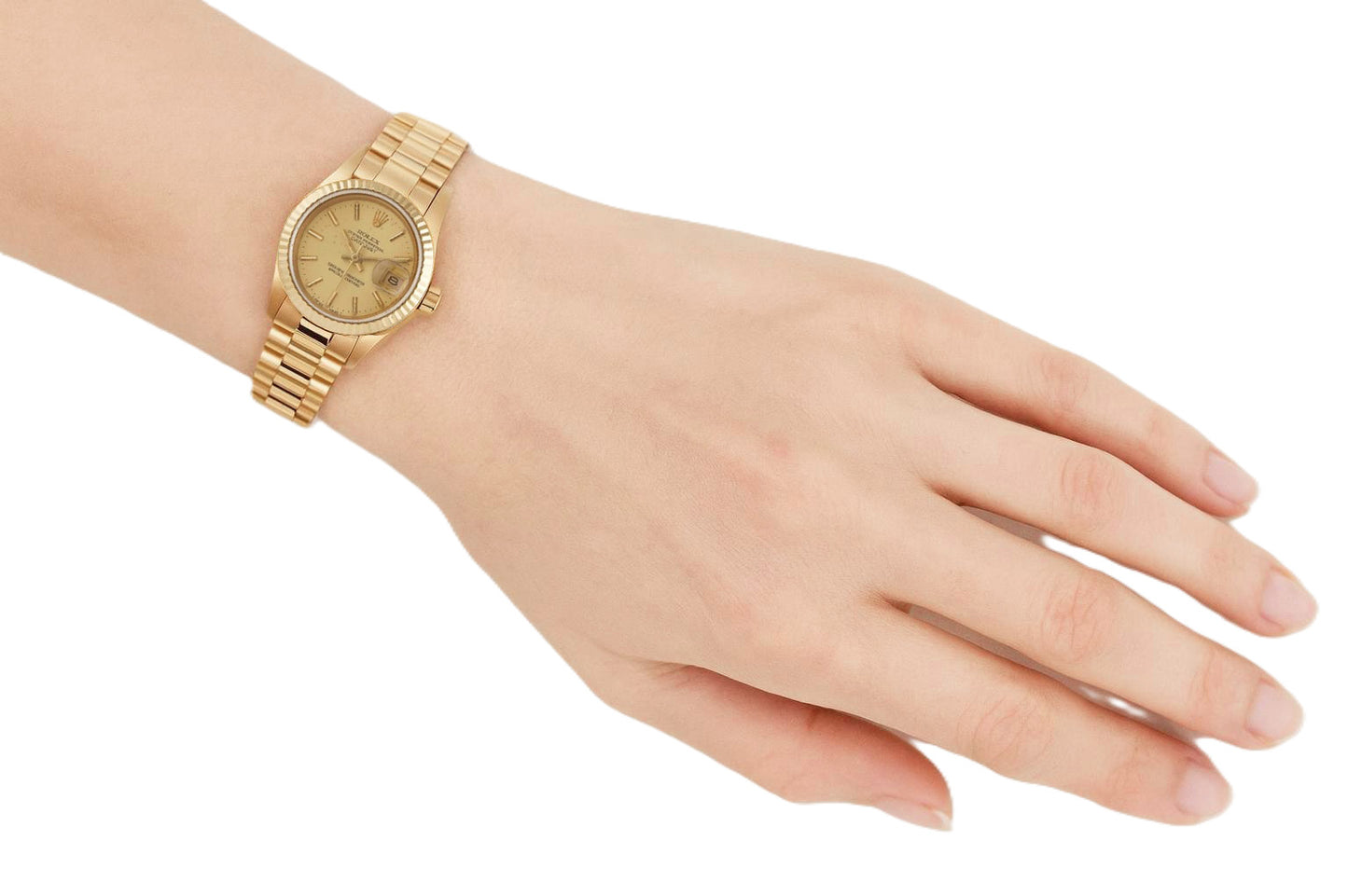 Orologio da donna Rolex Datejust Stile presidenziale 26 mm quadrante champagne oro giallo P4