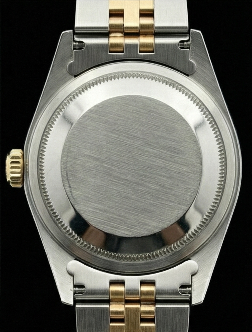 Orologio da donna Rolex Datejust acciaio inossidabile e cinturino giallo con bastone marrone