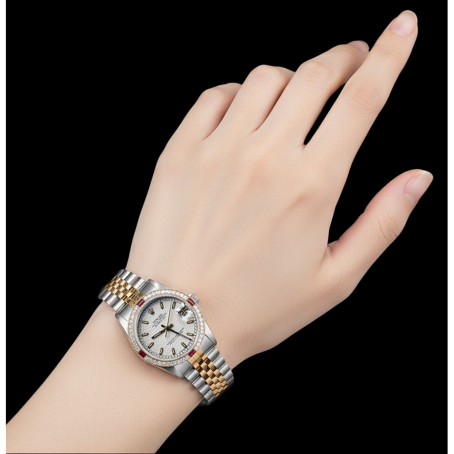 Orologio da donna Rolex Datejust bianco giubileo quadrante luminoso 31 mm