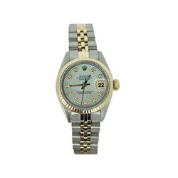 Orologio da donna Rolex Datejust bicolore con quadrante in diamanti e lunetta scanalata