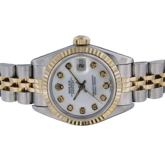 Orologio da donna Rolex Datejust con lunetta di diamanti Bracciale 