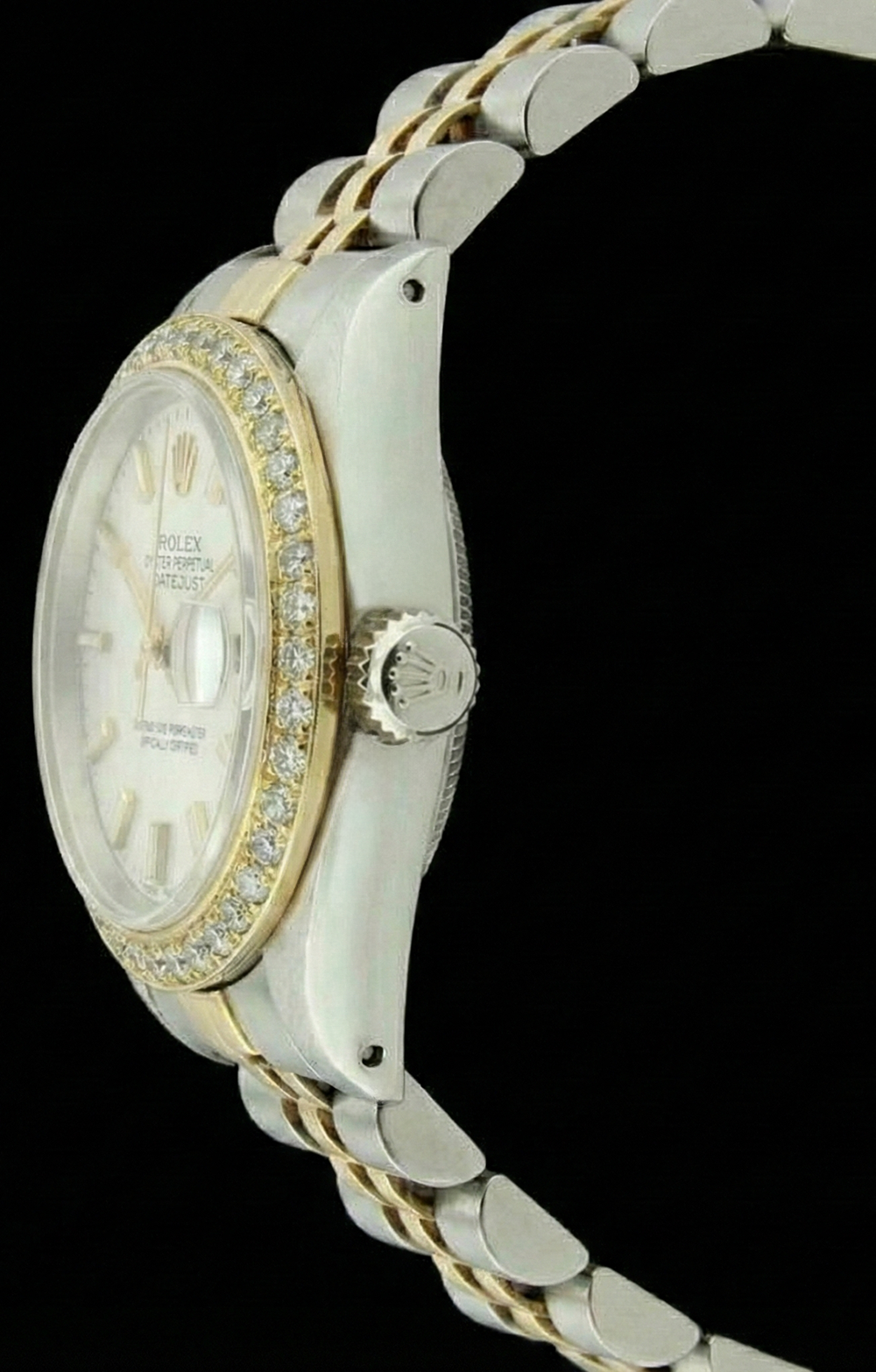 Orologio da donna Rolex Datejust con lunetta in diamanti Bracciale giubileo bicolore