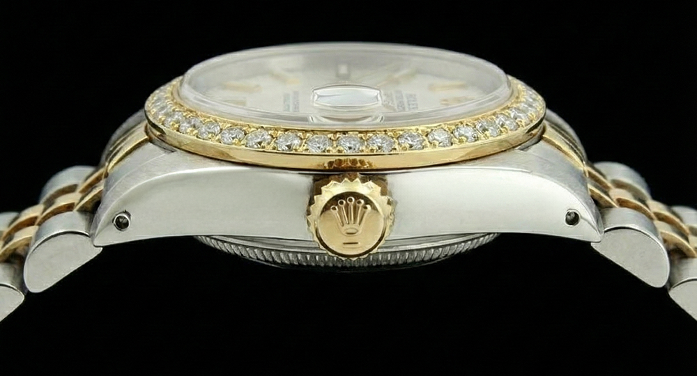 Orologio da donna Rolex Datejust con lunetta in diamanti Bracciale giubileo bicolore