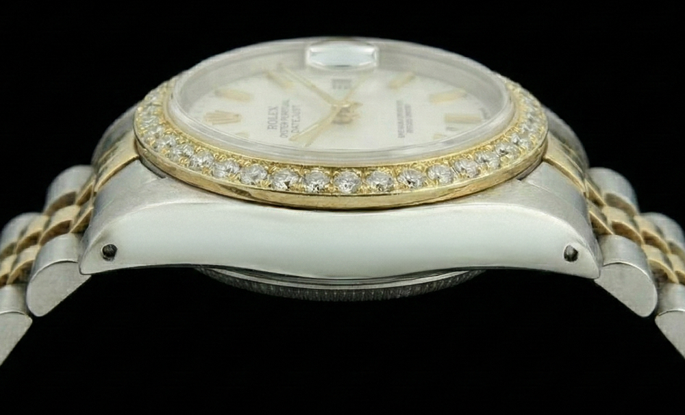 Orologio da donna Rolex Datejust con lunetta in diamanti Bracciale giubileo bicolore