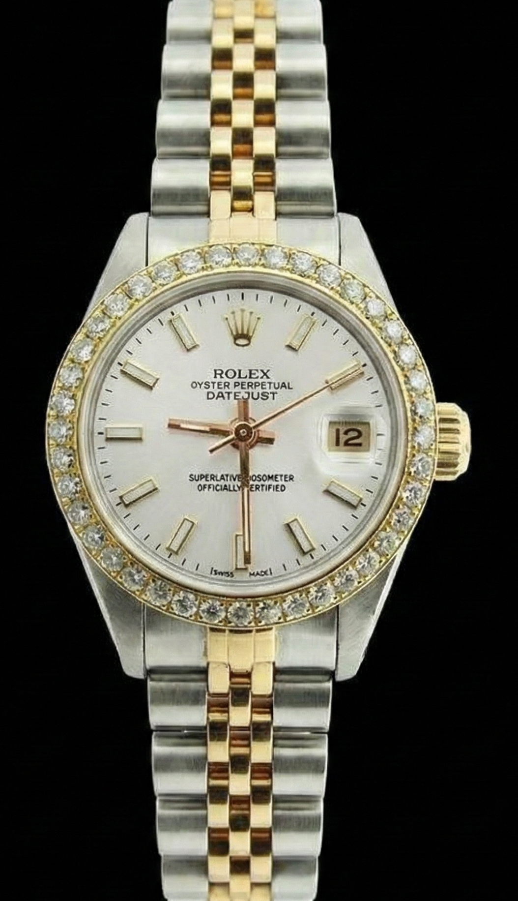Orologio da donna Rolex Datejust con lunetta in diamanti Bracciale giubileo bicolore