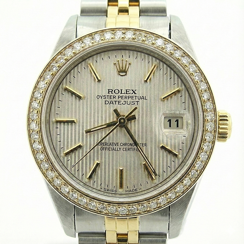 Orologio da donna Rolex Datejust con quadrante bianco in acciaio inossidabile e oro giallo