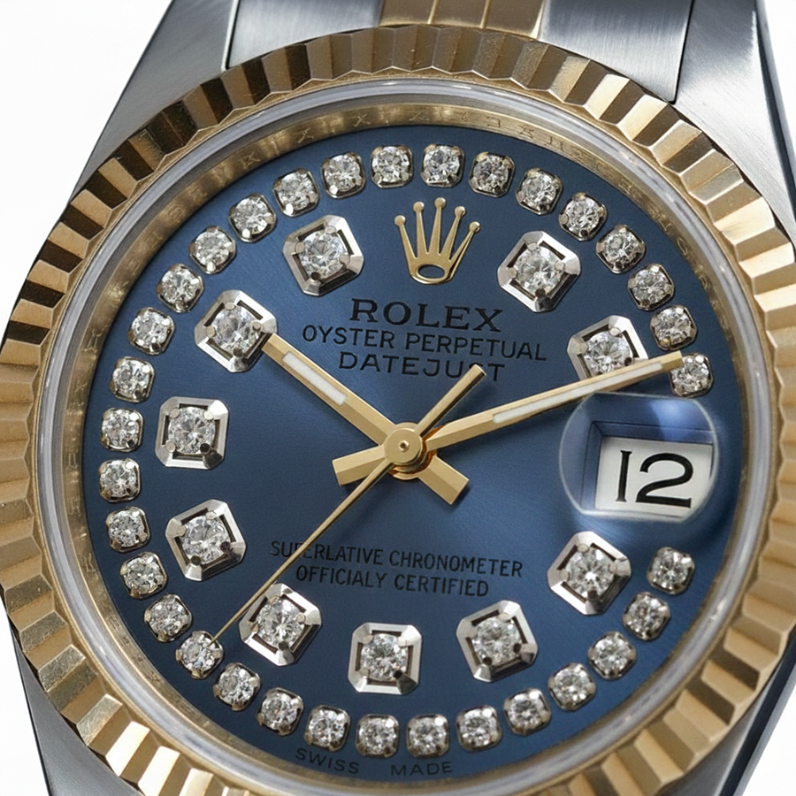 Orologio da donna Rolex Datejust con quadrante con diamanti e cinturino in oro