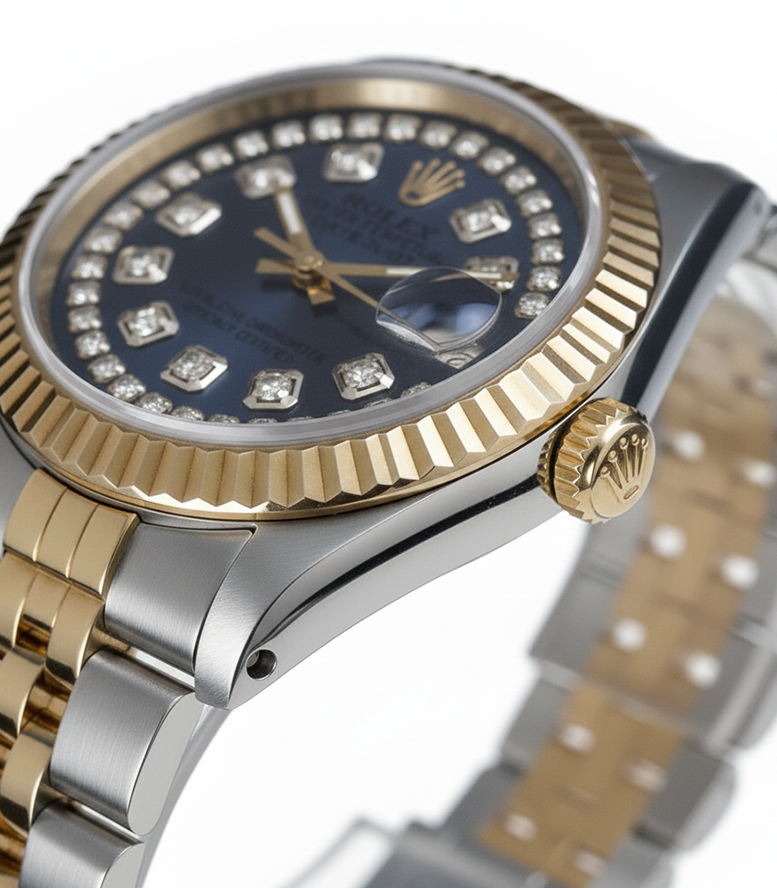 Orologio da donna Rolex Datejust con quadrante con diamanti e cinturino in oro