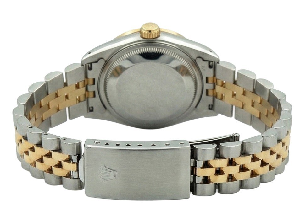 Orologio da donna Rolex Datejust con quadrante in argento e diamanti e bracciale bicolore