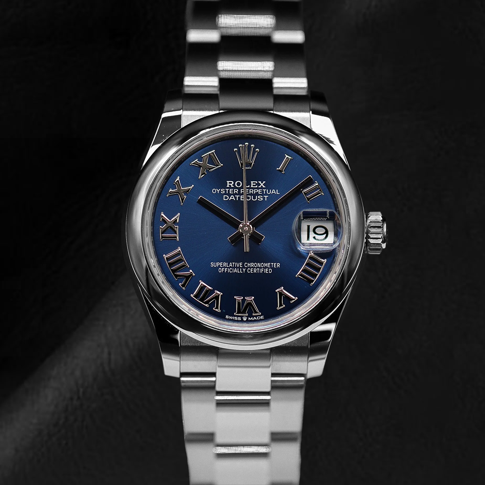 Orologio da donna Rolex Datejust da 31 mm con quadrante blu romano in acciaio inossidabile