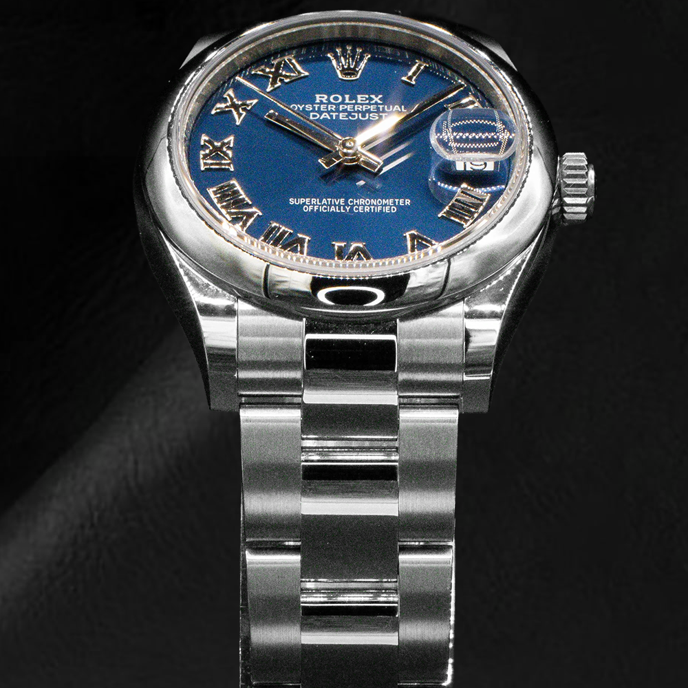 Orologio da donna Rolex Datejust da 31 mm con quadrante blu romano in acciaio inossidabile