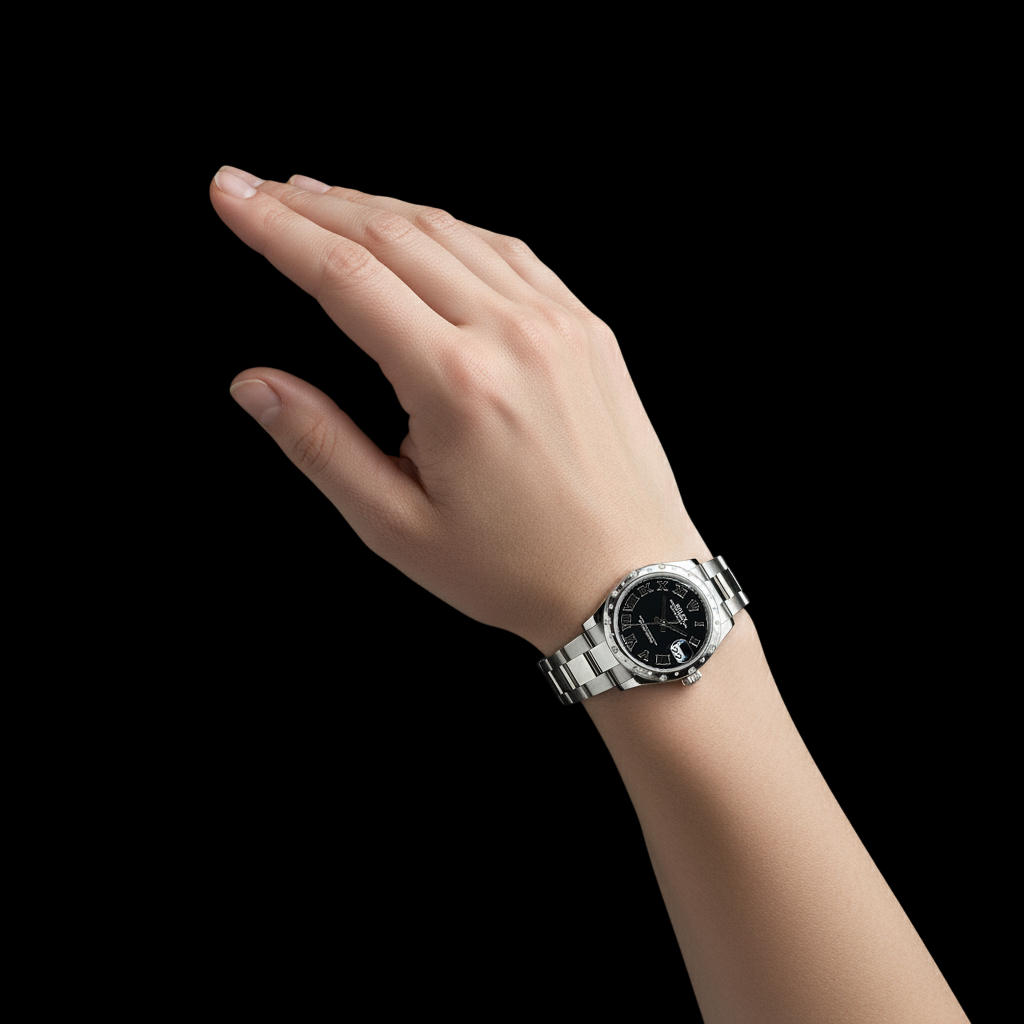 Orologio da donna Rolex Datejust da 31 mm in acciaio inossidabile con diamanti romani neri