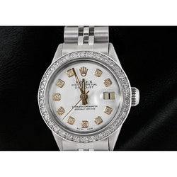 Orologio da donna Rolex Datejust giubileo con quadrante bianco in diamanti e lunetta