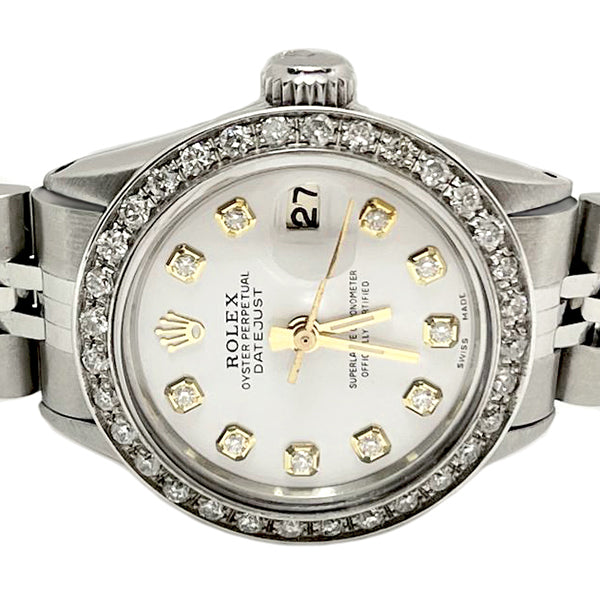 Orologio da donna Rolex Datejust giubileo con quadrante bianco in diamanti e lunetta