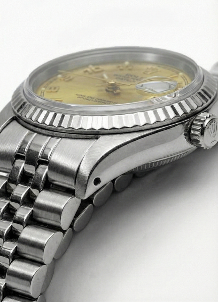 Orologio da donna Rolex Datejust in acciaio inossidabile con quadrante arabo champagne